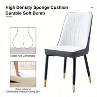 Modern Dual Tone PU Leather Dining Chair Set With Black Metal Legs For Kitchen, Bedroom, And Office - Set Of 2