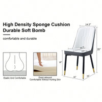 Modern Dual Tone PU Leather Dining Chair Set With Black Metal Legs For Kitchen, Bedroom, And Office - Set Of 2