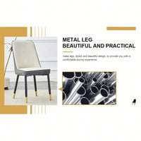 Modern Dual Tone PU Leather Dining Chair Set With Black Metal Legs For Kitchen, Bedroom, And Office - Set Of 2
