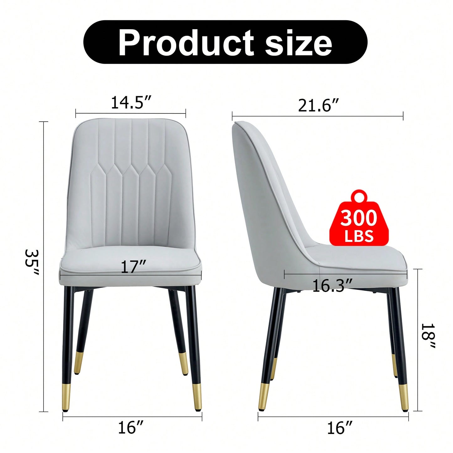 Modern Dual Tone PU Leather Dining Chair Set With Black Metal Legs For Kitchen, Bedroom, And Office - Set Of 2
