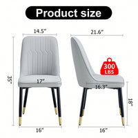 Modern Dual Tone PU Leather Dining Chair Set With Black Metal Legs For Kitchen, Bedroom, And Office - Set Of 2
