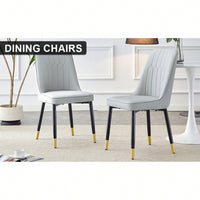 Modern Dual Tone PU Leather Dining Chair Set With Black Metal Legs For Kitchen, Bedroom, And Office - Set Of 2