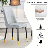 Modern Dual Tone PU Leather Dining Chair Set With Black Metal Legs For Kitchen, Bedroom, And Office - Set Of 2