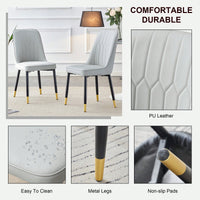Modern Dual Tone PU Leather Dining Chair Set With Black Metal Legs For Kitchen, Bedroom, And Office - Set Of 2