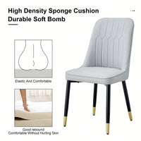 Modern Dual Tone PU Leather Dining Chair Set With Black Metal Legs For Kitchen, Bedroom, And Office - Set Of 2
