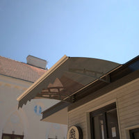 Crystal Clear Polycarbonate Door Window Awning With Aluminum Alloy Valance 47 Inch Wide X 34 Inch Deep For Wooden Wall Home Brown Roof