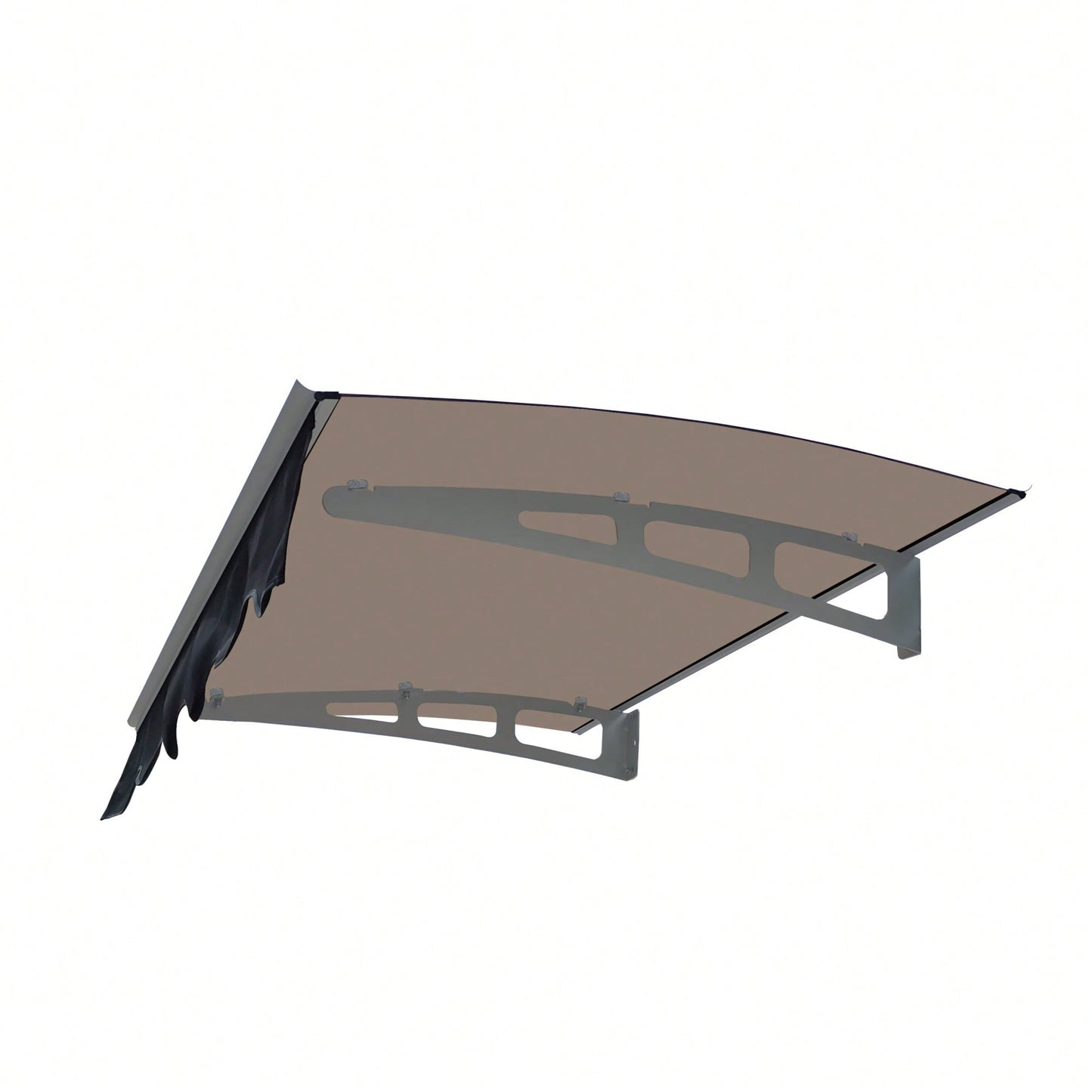 Crystal Clear Polycarbonate Door Window Awning With Aluminum Alloy Valance 47 Inch Wide X 34 Inch Deep For Wooden Wall Home Brown Roof
