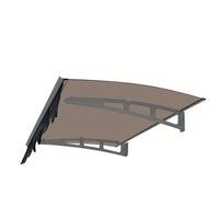 Crystal Clear Polycarbonate Door Window Awning With Aluminum Alloy Valance 47 Inch Wide X 34 Inch Deep For Wooden Wall Home Brown Roof