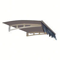 Crystal Clear Polycarbonate Door Window Awning With Aluminum Alloy Valance 47 Inch Wide X 34 Inch Deep For Wooden Wall Home Brown Roof