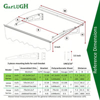 Crystal Clear Polycarbonate Door Window Awning With Aluminum Alloy Valance 47 Inch Wide X 34 Inch Deep For Wooden Wall Home Brown Roof