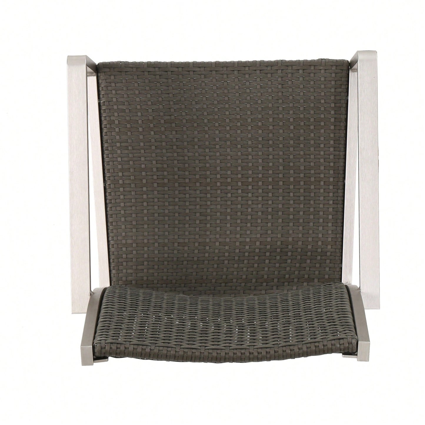 Set Of 2, Outdoor Wicker Dining Chairs With Durable Aluminum Frames Grey