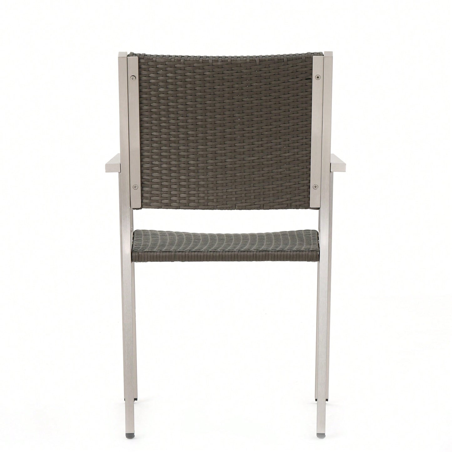 Set Of 2, Outdoor Wicker Dining Chairs With Durable Aluminum Frames Grey