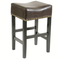 30-Inch Backless Brown Leather Counter Stool Set Of 2 For Kitchen And Dining Use