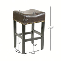 30-Inch Backless Brown Leather Counter Stool Set Of 2 For Kitchen And Dining Use