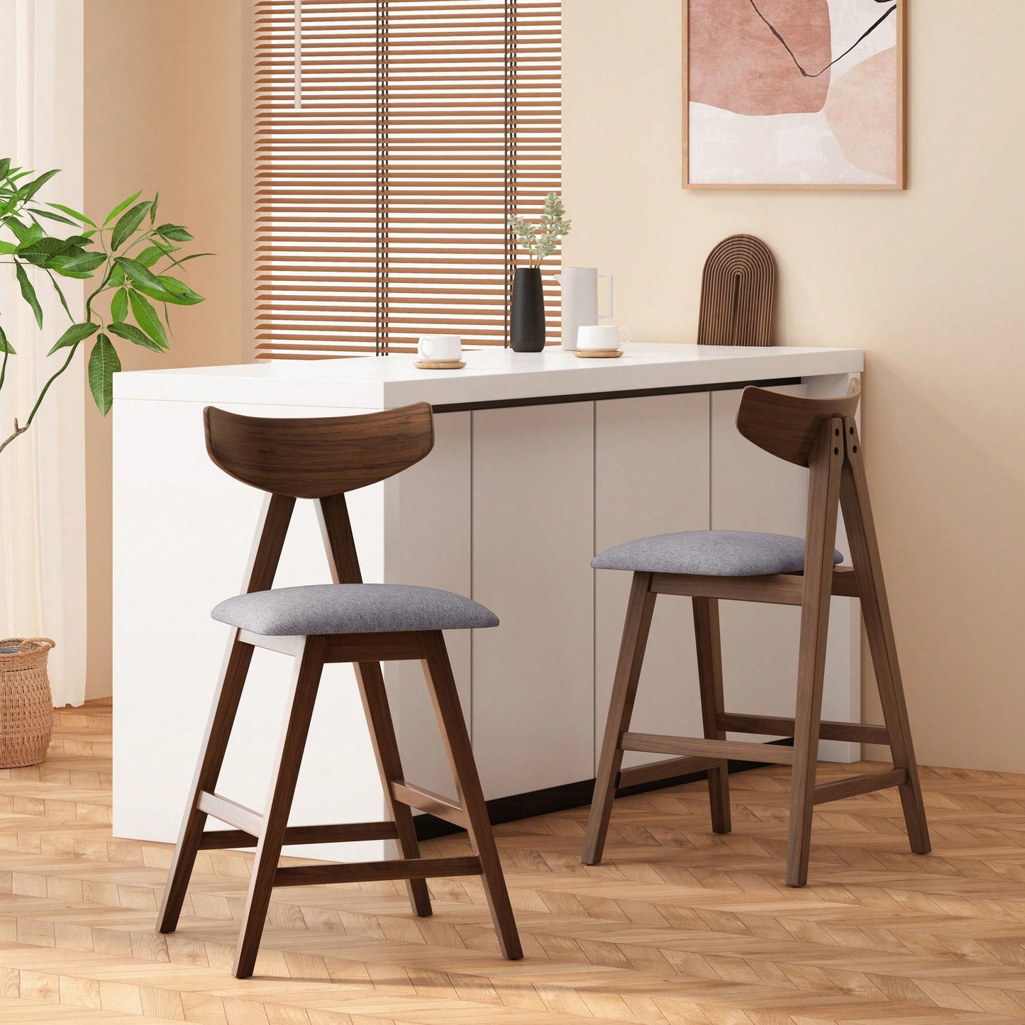 Modern Adjustable Counter Stool Set Of 2 With Comfortable Cushion And Stylish Design For Kitchen Island Or Bar