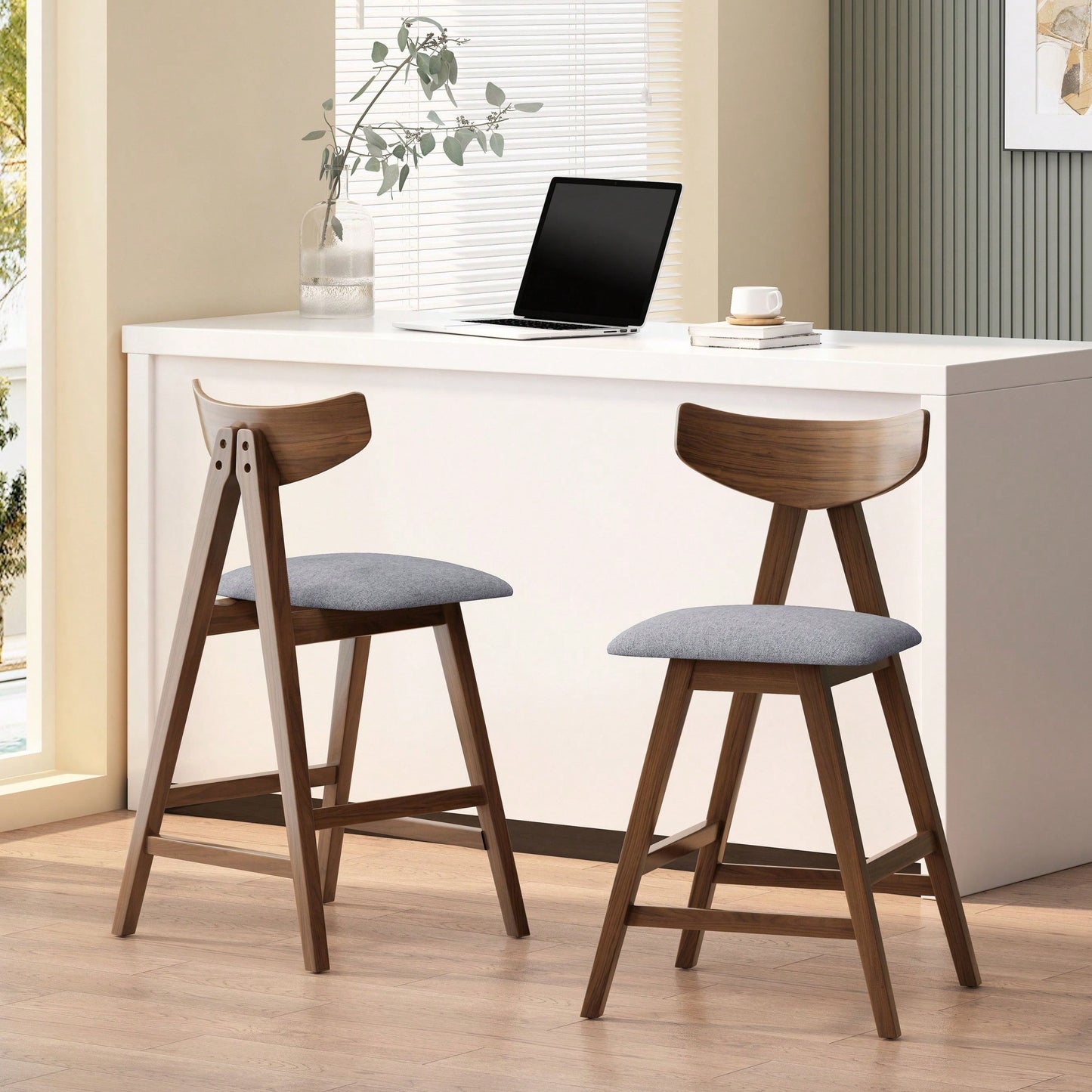 Modern Adjustable Counter Stool Set Of 2 With Comfortable Cushion And Stylish Design For Kitchen Island Or Bar