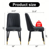 Stylish Black PU Dining And Living Room Chairs With Metal Legs - Set Of 2 For Kitchen And Dining Spaces