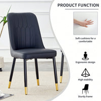 Stylish Black PU Dining And Living Room Chairs With Metal Legs - Set Of 2 For Kitchen And Dining Spaces