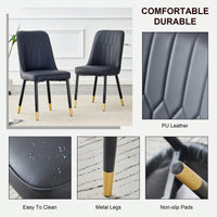 Stylish Black PU Dining And Living Room Chairs With Metal Legs - Set Of 2 For Kitchen And Dining Spaces