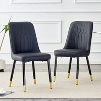 Stylish Black PU Dining And Living Room Chairs With Metal Legs - Set Of 2 For Kitchen And Dining Spaces