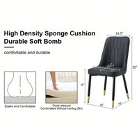 Stylish Black PU Dining And Living Room Chairs With Metal Legs - Set Of 2 For Kitchen And Dining Spaces