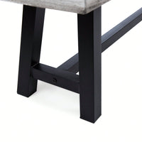 Sandblast Acacia Wood Dining Bench With Black Rustic Metal Frame Light Grey