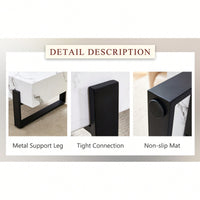 Modern Black And White Minimalist MDF Coffee Table With Marble Pattern And Black Metal Legs