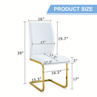 Set Of 4 Black PU High Resilience Dining Chairs With Gold Arched Metal Legs
