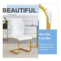 Set Of 4 Black PU High Resilience Dining Chairs With Gold Arched Metal Legs