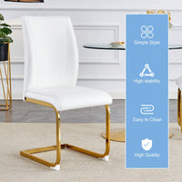Set Of 4 Black PU High Resilience Dining Chairs With Gold Arched Metal Legs