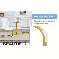 Set Of 4 Black PU High Resilience Dining Chairs With Gold Arched Metal Legs