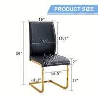 Set Of 4 Black PU High Resilience Dining Chairs With Gold Arched Metal Legs