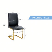 Set Of 4 Black PU High Resilience Dining Chairs With Gold Arched Metal Legs