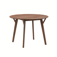 Modern Round Wooden Dining Table For 4 - Space-Saving Kitchen Table In Black For Living Room, Apartment, Restaurant