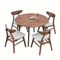 Modern Round Wooden Dining Table For 4 - Space-Saving Kitchen Table In Black For Living Room, Apartment, Restaurant