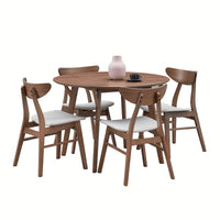 Modern Round Wooden Dining Table For 4 - Space-Saving Kitchen Table In Black For Living Room, Apartment, Restaurant