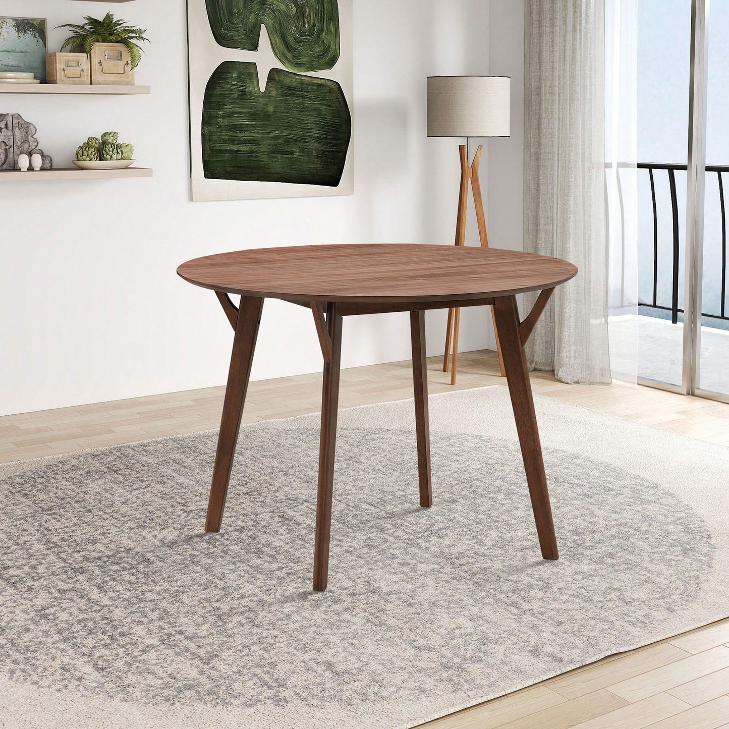 Modern Round Wooden Dining Table For 4 - Space-Saving Kitchen Table In Black For Living Room, Apartment, Restaurant