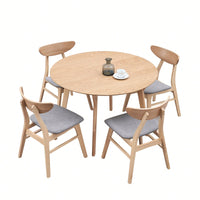 Modern Round Wooden Dining Table For 4 - Space-Saving Kitchen Table In Black For Living Room, Apartment, Restaurant