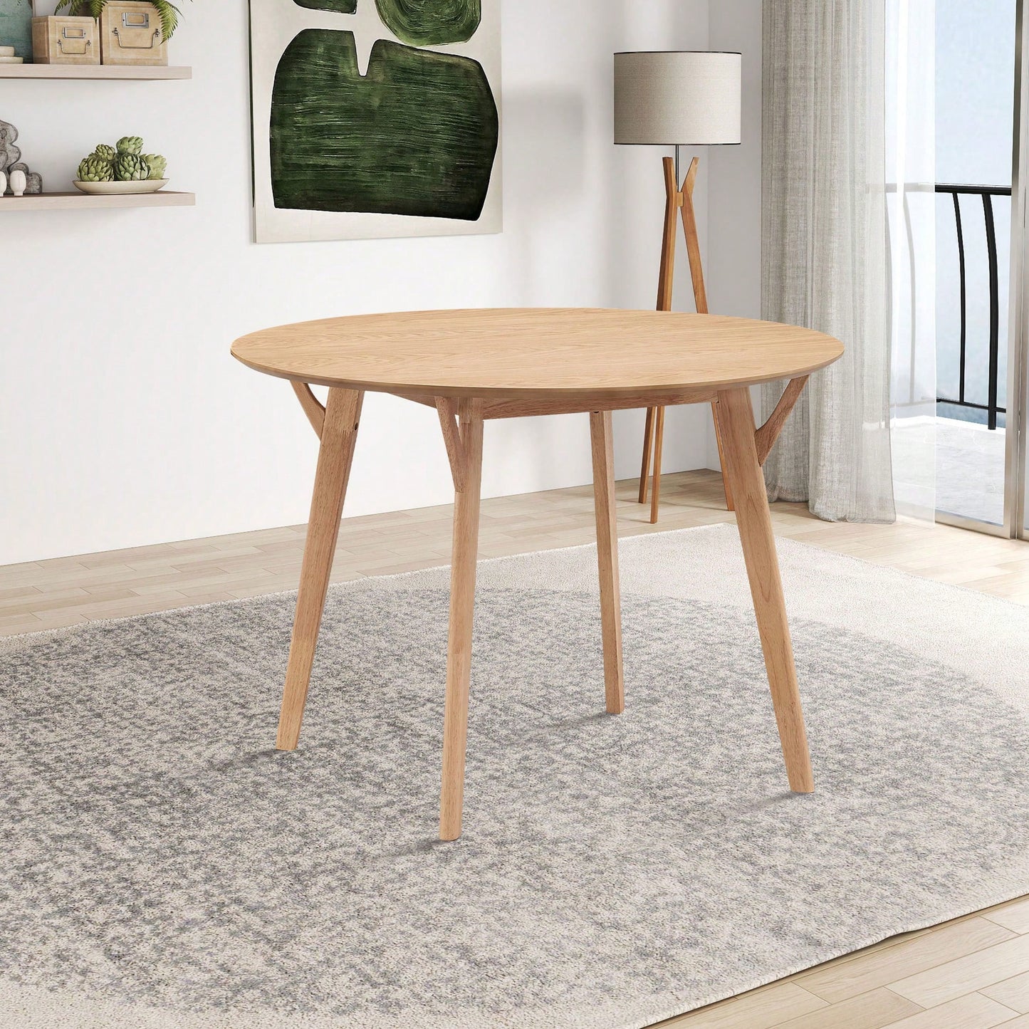 Modern Round Wooden Dining Table For 4 - Space-Saving Kitchen Table In Black For Living Room, Apartment, Restaurant