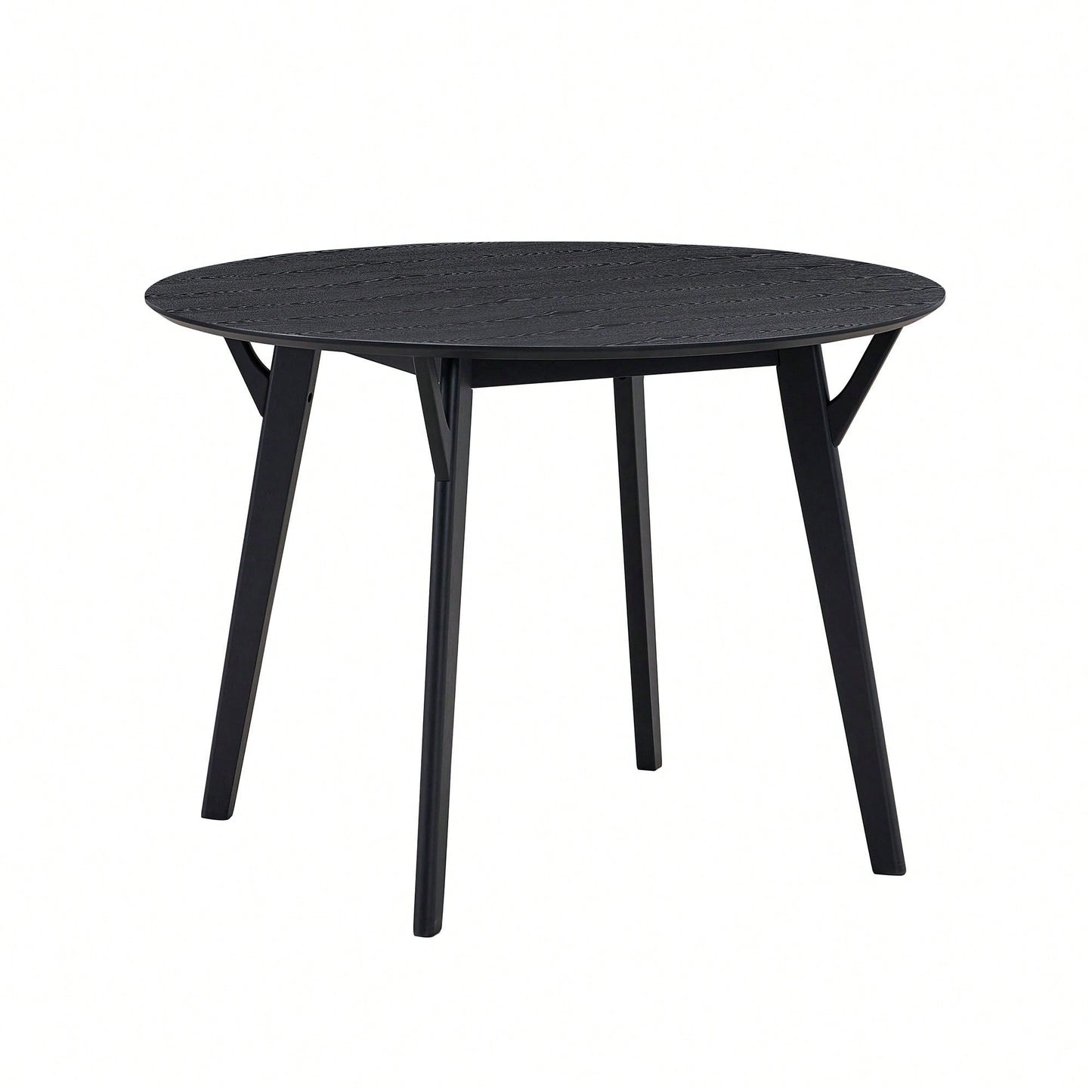 Modern Round Wooden Dining Table For 4 - Space-Saving Kitchen Table In Black For Living Room, Apartment, Restaurant
