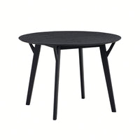 Modern Round Wooden Dining Table For 4 - Space-Saving Kitchen Table In Black For Living Room, Apartment, Restaurant
