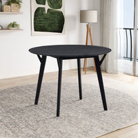 Modern Round Wooden Dining Table For 4 - Space-Saving Kitchen Table In Black For Living Room, Apartment, Restaurant