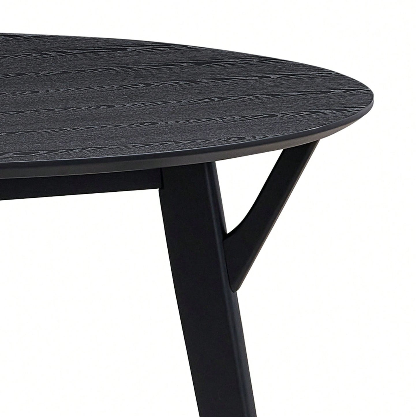 Modern Round Wooden Dining Table For 4 - Space-Saving Kitchen Table In Black For Living Room, Apartment, Restaurant