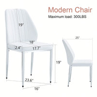 Set Of Four Modern White PU Dining Chairs With Silver Metal Legs For Restaurants And Cafes