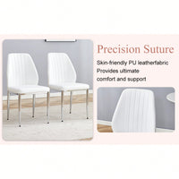 Set Of Four Modern White PU Dining Chairs With Silver Metal Legs For Restaurants And Cafes