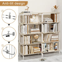 5 Tier Vintage Industrial Style Bookshelf With Metal Frame For Home Office And Living Room Rustic Brown Open Shelves