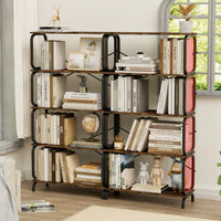 5 Tier Vintage Industrial Style Bookshelf With Metal Frame For Home Office And Living Room Rustic Brown Open Shelves