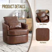 Comfy 360 Degree Swivel Barrel Accent Chair For Living Room, Nursery, Office, And Lounge In Black PU