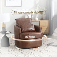 Comfy 360 Degree Swivel Barrel Accent Chair For Living Room, Nursery, Office, And Lounge In Black PU