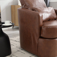 Comfy 360 Degree Swivel Barrel Accent Chair For Living Room, Nursery, Office, And Lounge In Black PU